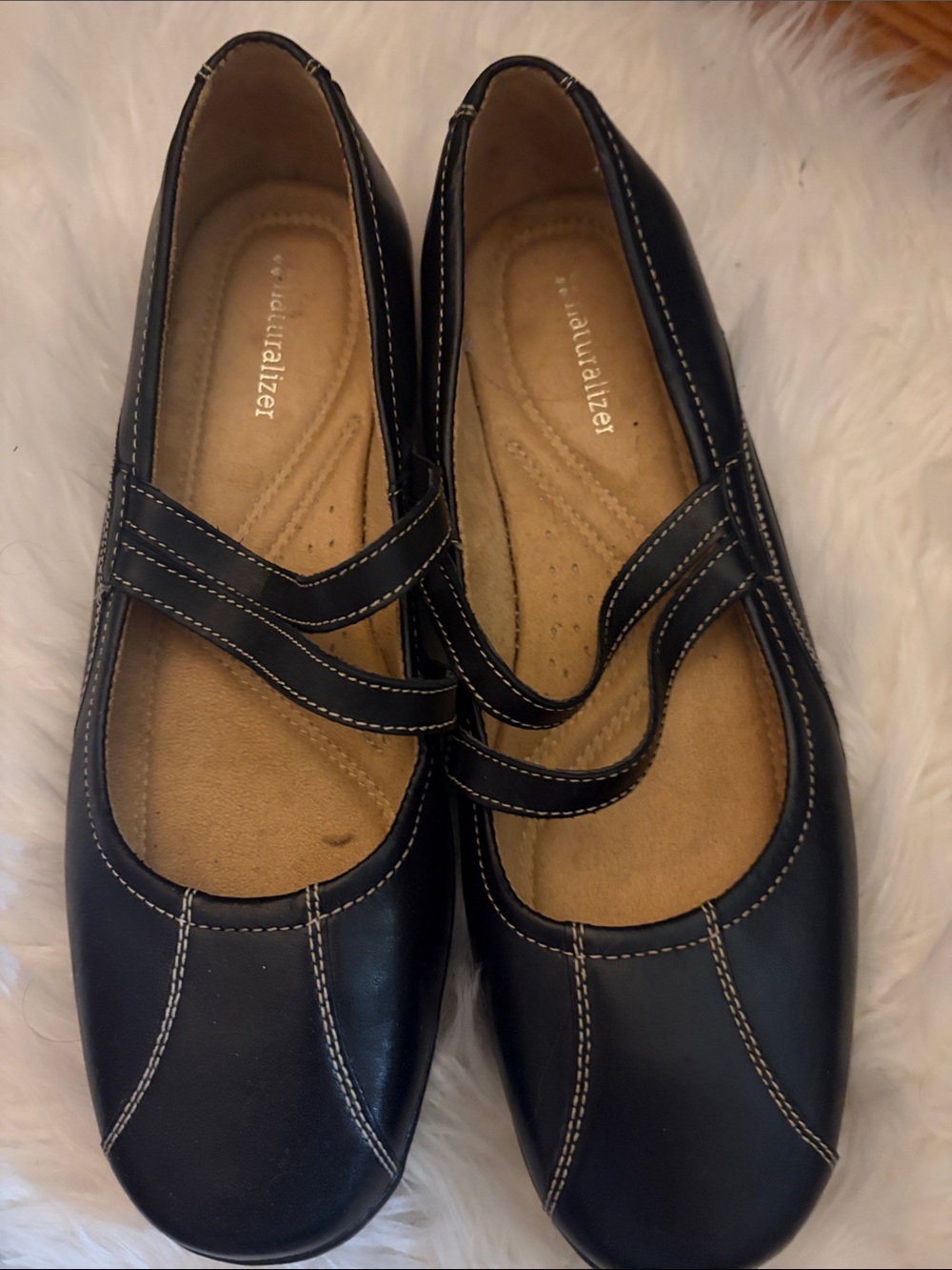 Naturalizer Black Double-Strap Mary Jane Flats